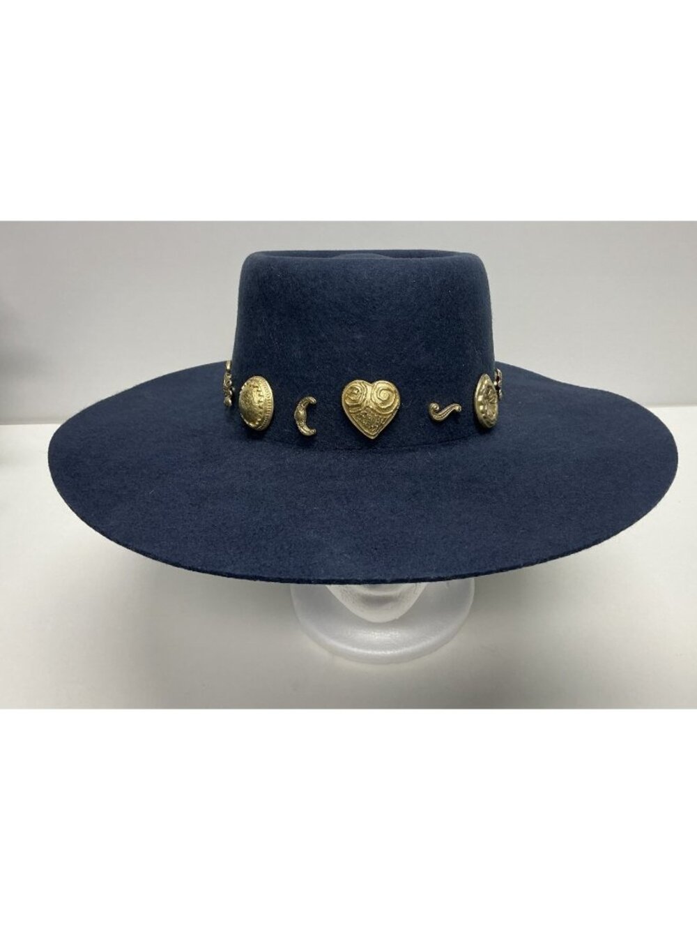 Lack Of Color Celestial Boater Hat Size Small 55 cm Blue Gold 100% Wool